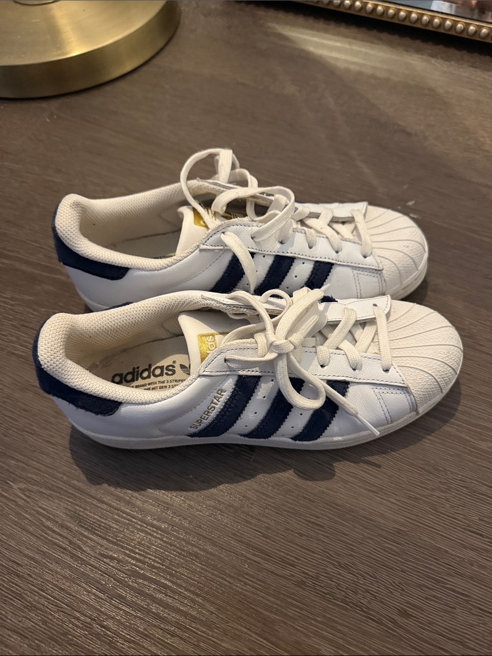 adidas White & Navy Superstar Sneakers